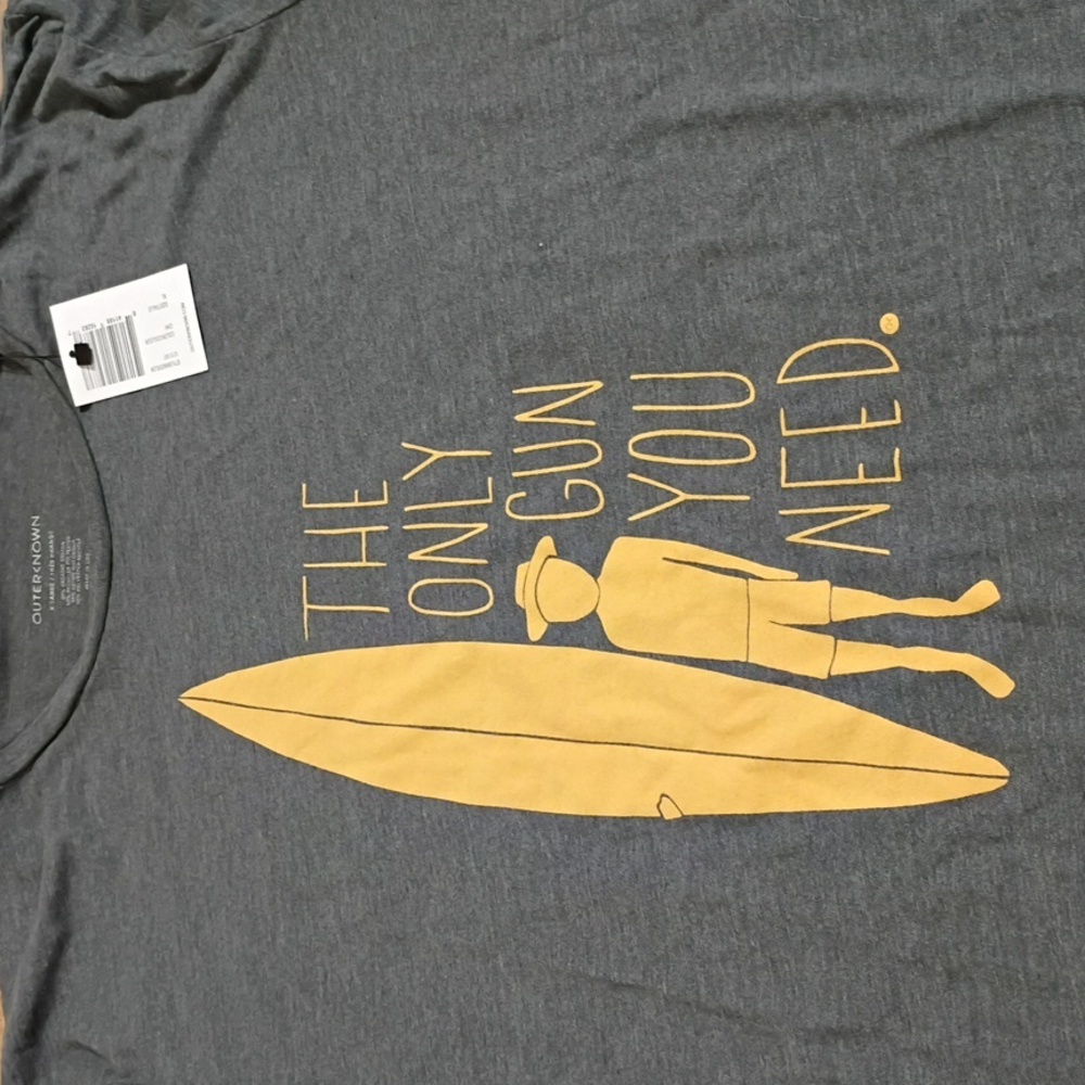 Outerknown Gray Men's T-Shirt The Only Gun You Need Size XL - Picture 5 of 6